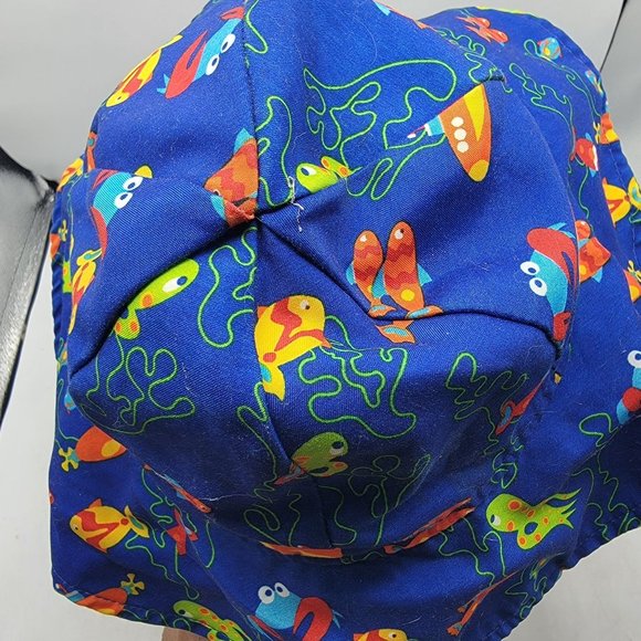 Wee Wave Floppy Blue Sun Hat Cap Ocean Beach Submarine Fish Squid Octopus - Picture 6 of 8
